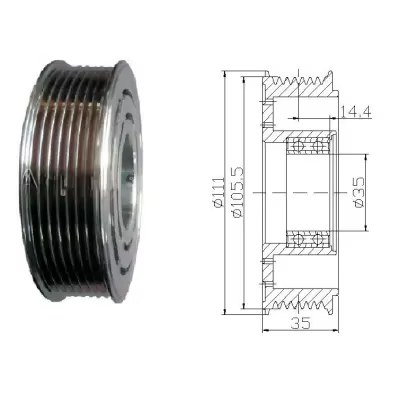 10PA17C 141/135 Groove 6PK AC.102.016 Compressor Clutch Auto Clutch Pulley Alternator Clut