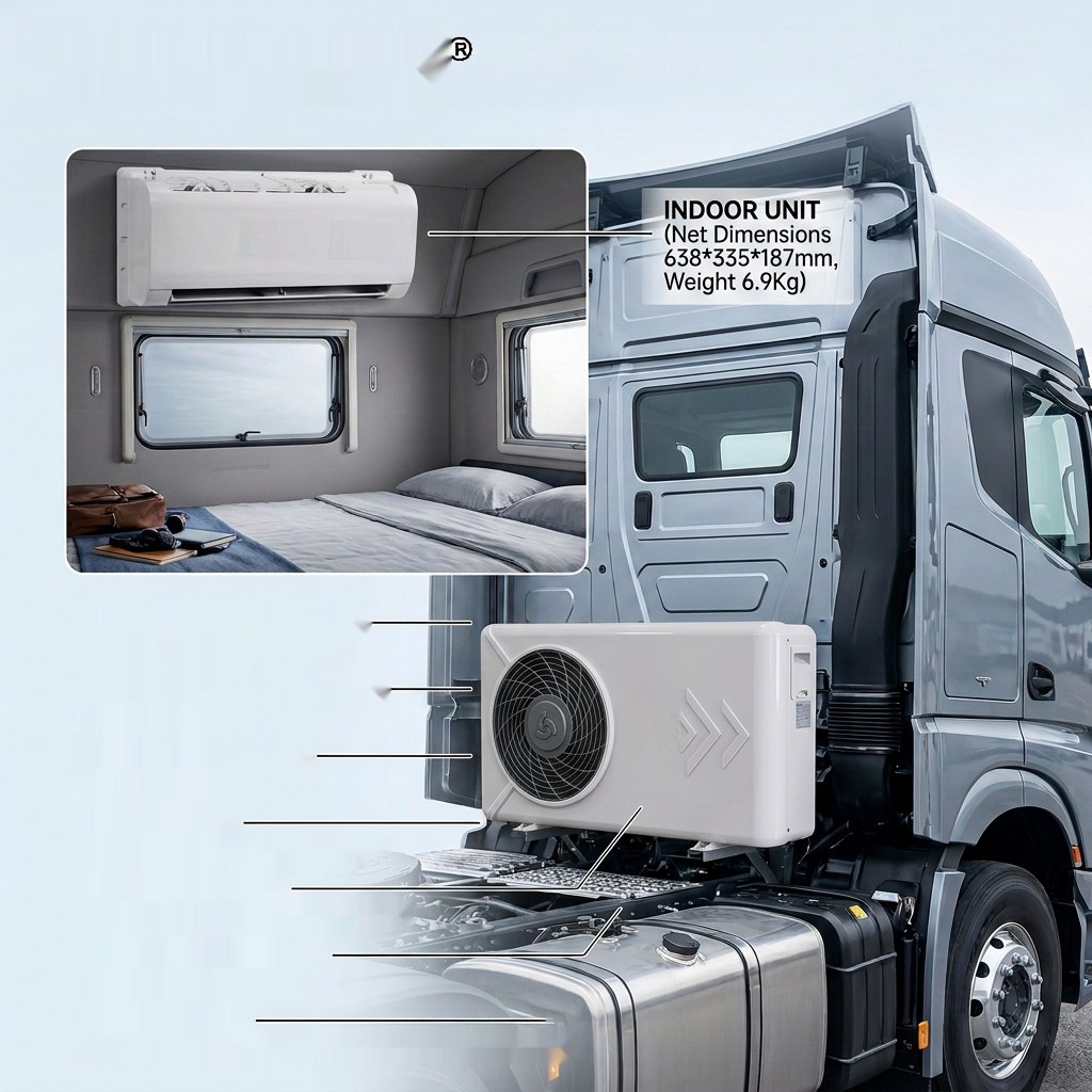24V Parking Air Conditioner 12V Rooftop Truck Heavy Duty Sleeper Cab Cooling System 2200W 