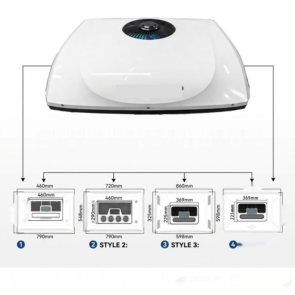 24V Truck Parking Air Conditioner 2100W 12V Rooftop Sleeper Cab Cooling Unit Battery Power