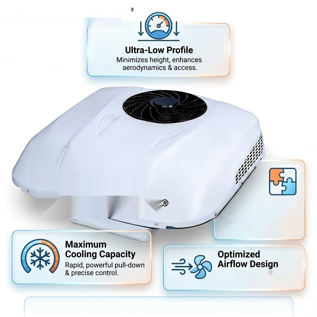 DC 12V 24V No-Idle Rooftop Parking Air Conditioner 2500W Scroll Compressor Parallel Flow B