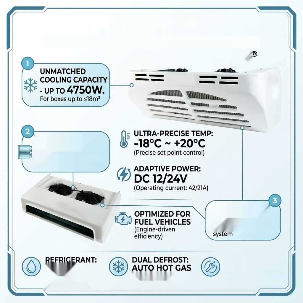 Frozen Food Delivery Split Electric Truck Freezer Unit Transport Refrigeration Unit 2200W 