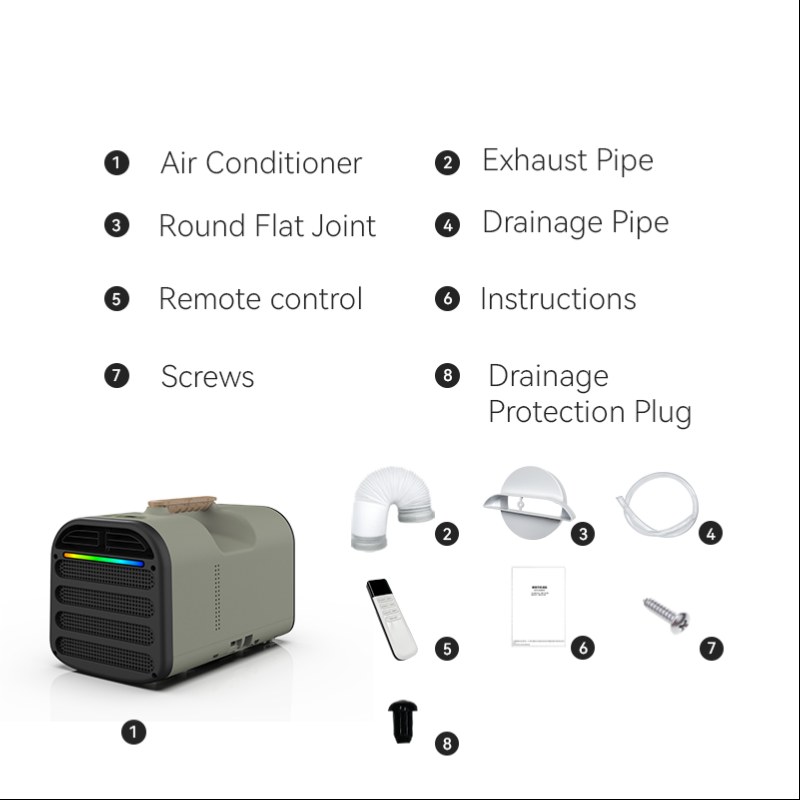 450W 5200BTU Single Cooling 220V 110V Portable Tent Air Conditioner Camping RV Outdoor Tra