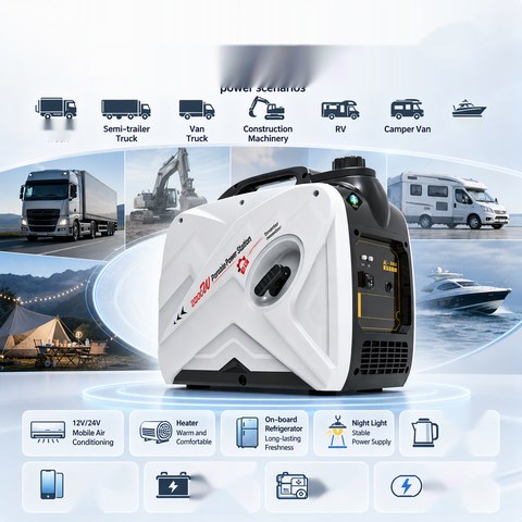 1700W 12V Gasoline Generator 1800W Peak Portable Generator with Bluetooth Control for Vehi