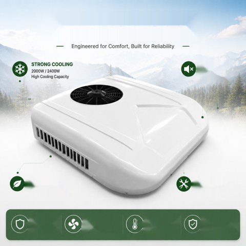 No Idle 12 Volt DC Air Conditioner 2300W Split AC Unit with Rotary Compressor Remote Contr